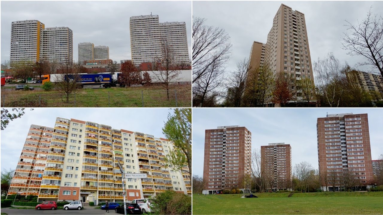 Plattenbau in Ost-Berlin (Marzahn)- GDR Architecture - Large-panel buildings in East Berlin, Germany