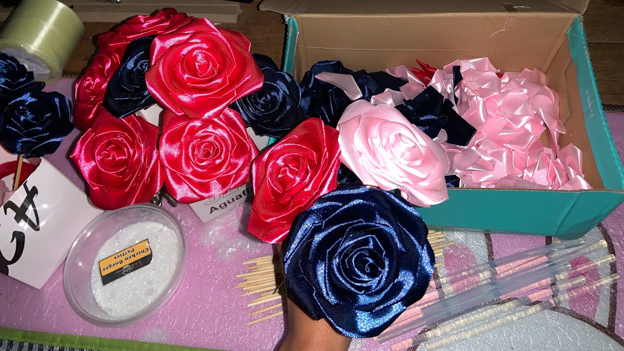 Handmade DIY Satin Ribbon flowers 