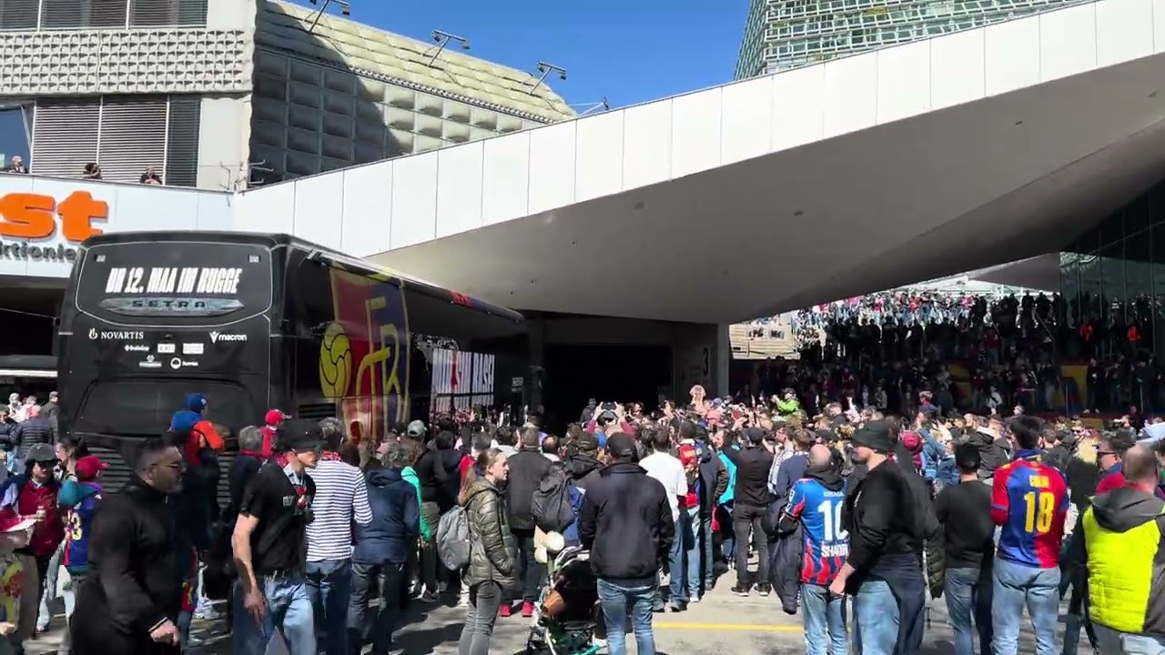 FC BASEL TEAM ARRIVING AT ST JAKOB PARK #fromirelandandbeyond #fcbasel1893 