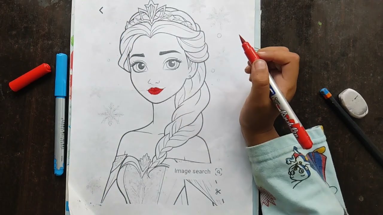 Elsa Drawing colouring for kids🖌️🎨|| Simple Colouring ideas|| Artist krishnavi 