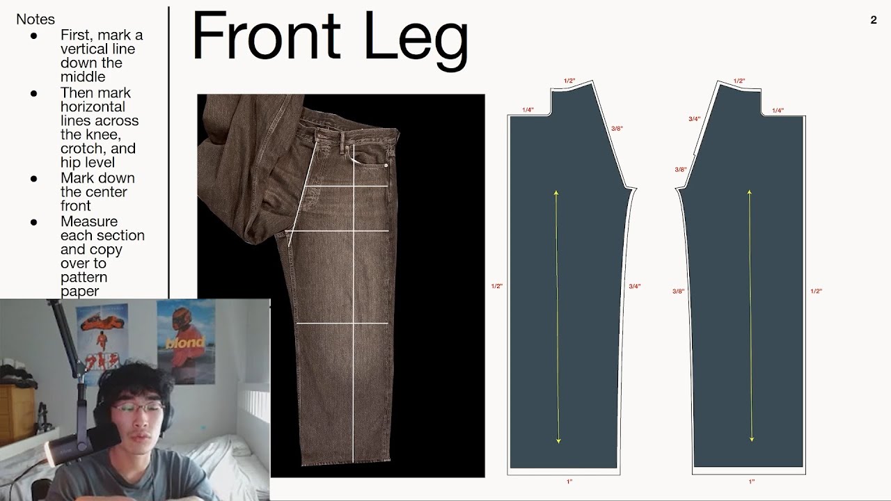 pattern drafting selvedge jeans w/ flat felled seams (detailed guide)