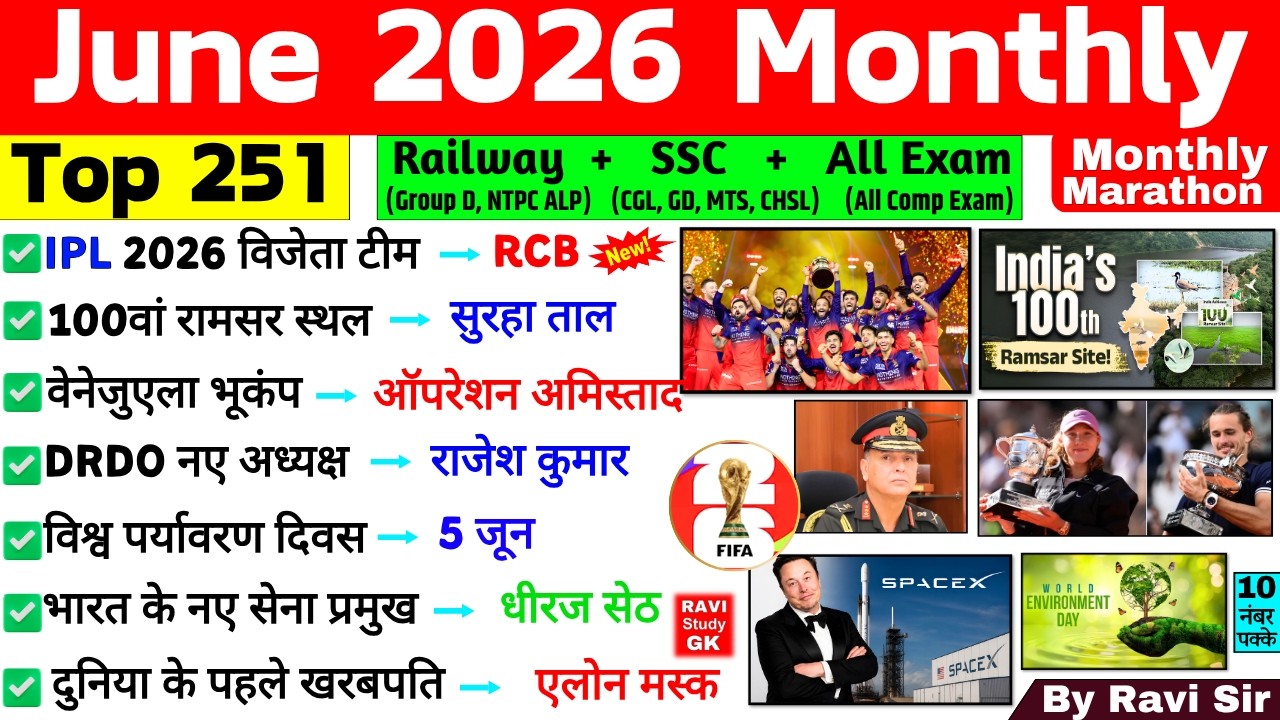 June 2026 Monthly Current Affairs | Current Affairs 2026 Full Month | Current Affairs 2026 JUly