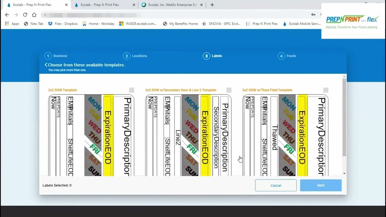Prep-n-print with flex New Account & Food Item List Setup