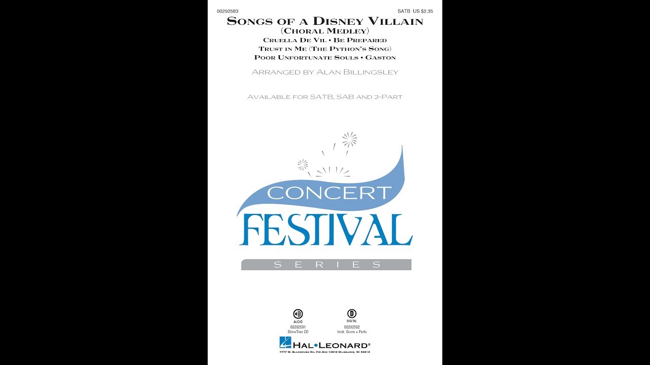Songs of a Disney Villain (SATB Choir) - Arranged by Alan Billingsley