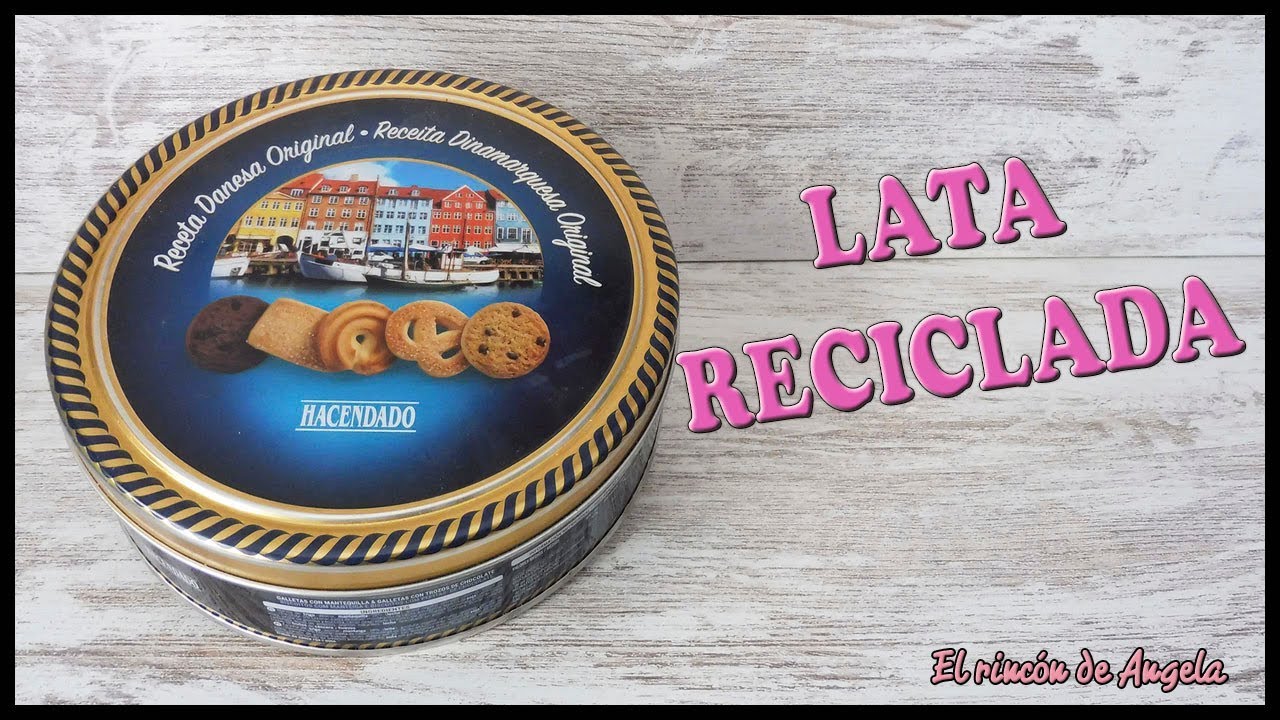 Lata reciclada con decoupage de servilletas y cromos alemanes muy fácil - Diy manualidades