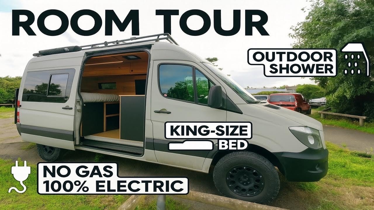 ROOMTOUR im 4x4 Camper – Unser Van ist 100 % elektrisch (kein Gas, King-Size-Bett, Dusche)🚐💨