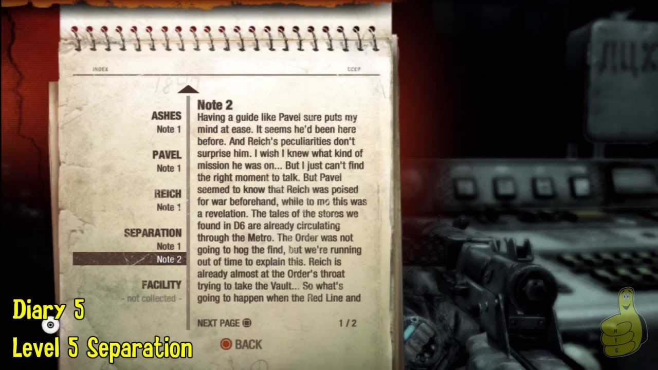 Metro Last Light: Published Trophy/Achievement (Artyom's Diary Locations) - HTG