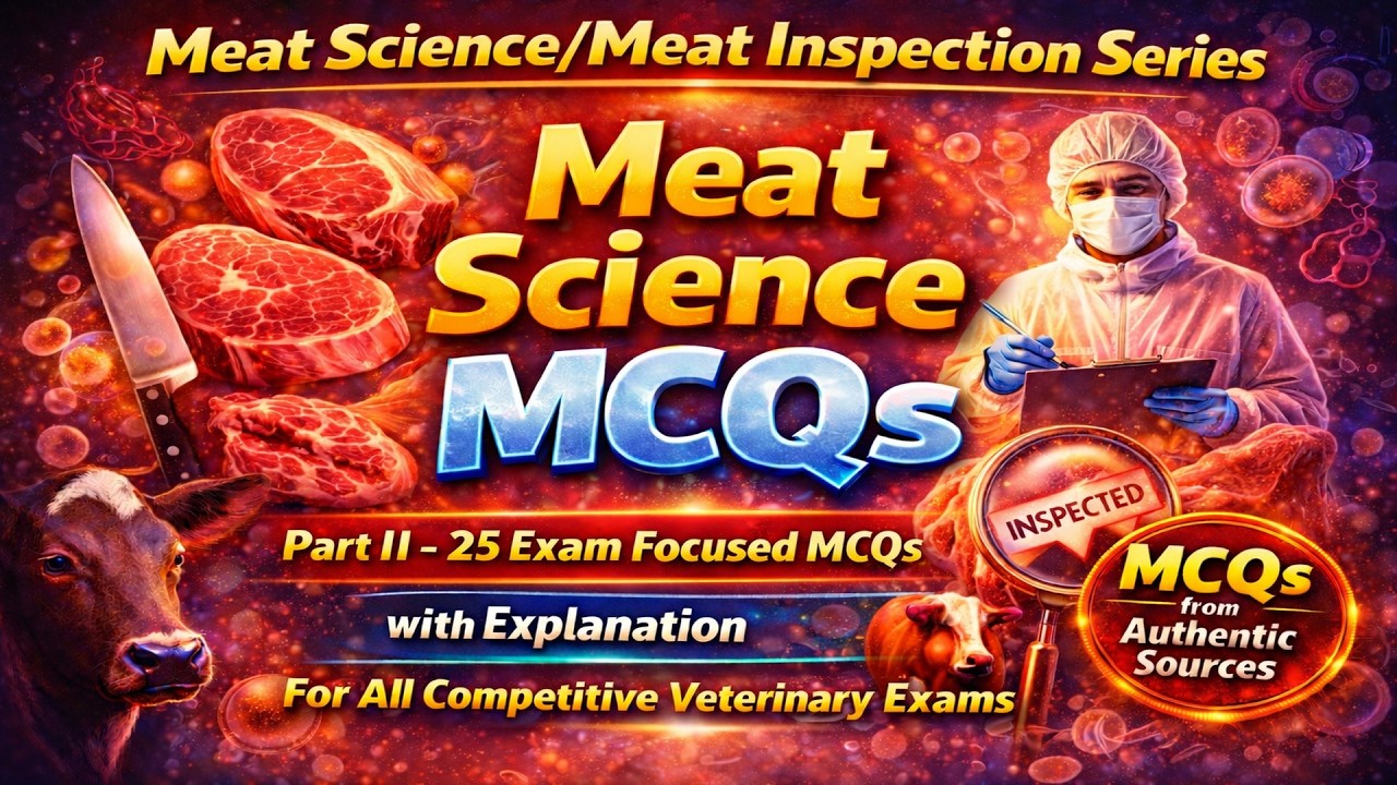 Top MCQs on Meat Inspection | Meat Inspector Exam | Veterinary officer |Veterinary MCQs with Answers