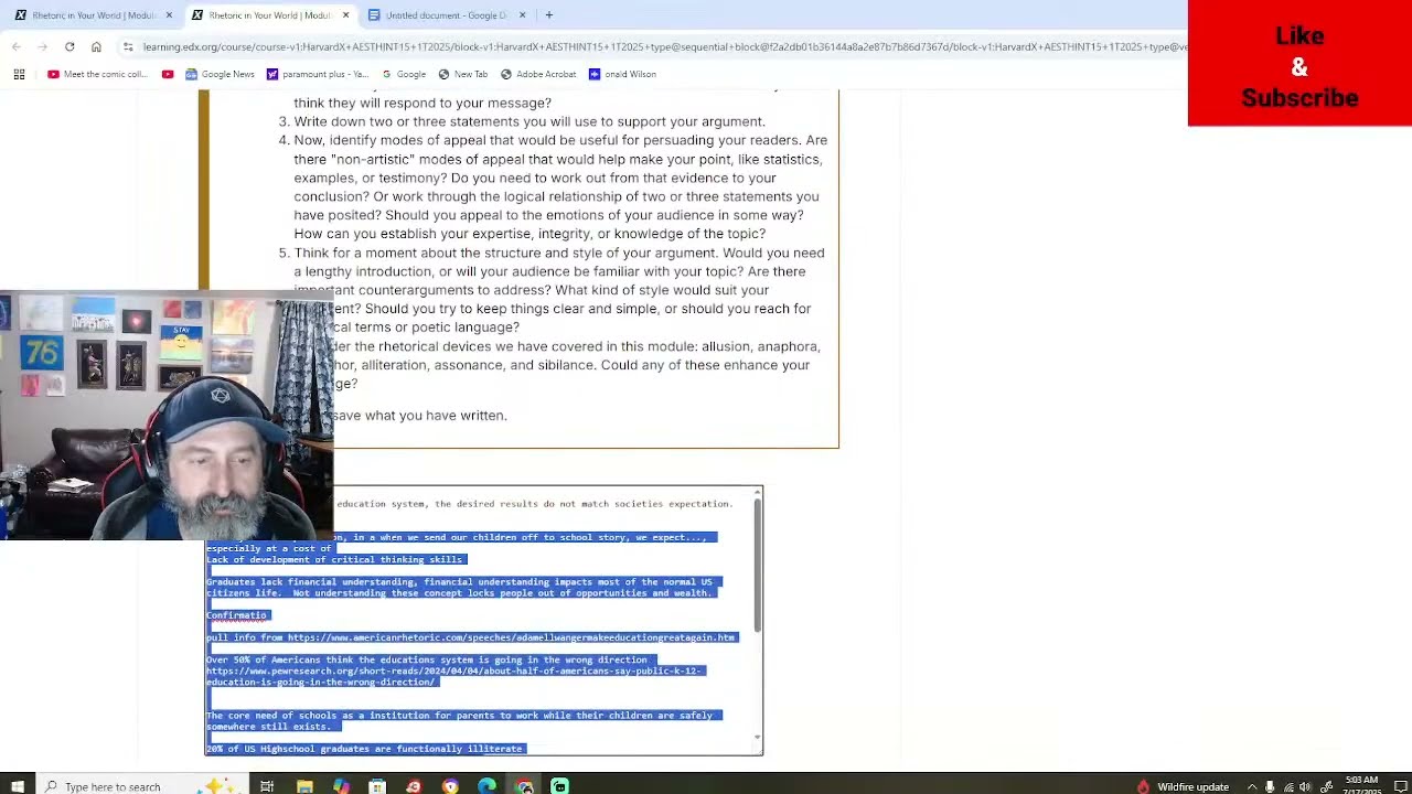 Free Harvard Class Online. (Rhetoric Course) Day 12