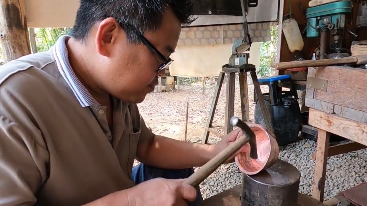 Thai Master Metal Smith Makes a Copper Cup - Part 1 of 2