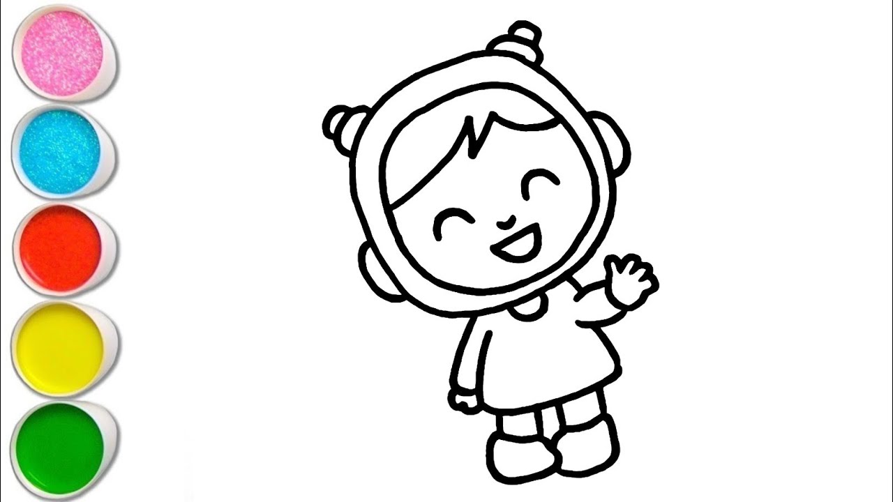 Beautiful Nina from Pocoyo Drawing and  Coloring For Kids and Toddlers_ Kids Art