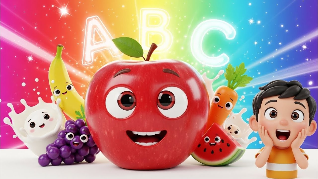 ABC HealthyFood Song|😀  #nurseryrhymes #kidslearning #abcd #rhymes #rhymes #animation #alphabetsong