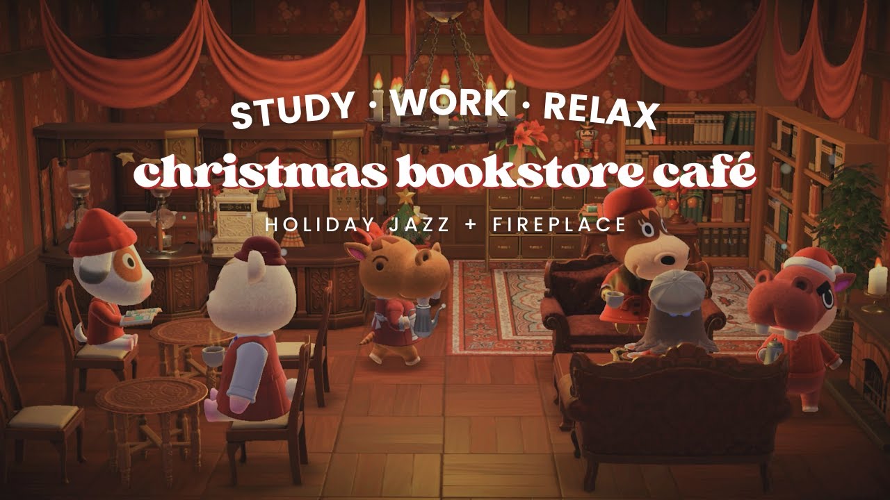 Cozy Christmas Bookstore Café 🎄 1 Hour Holiday Jazz 🎁 Fireplace Ambience | Study Music | Work Aid