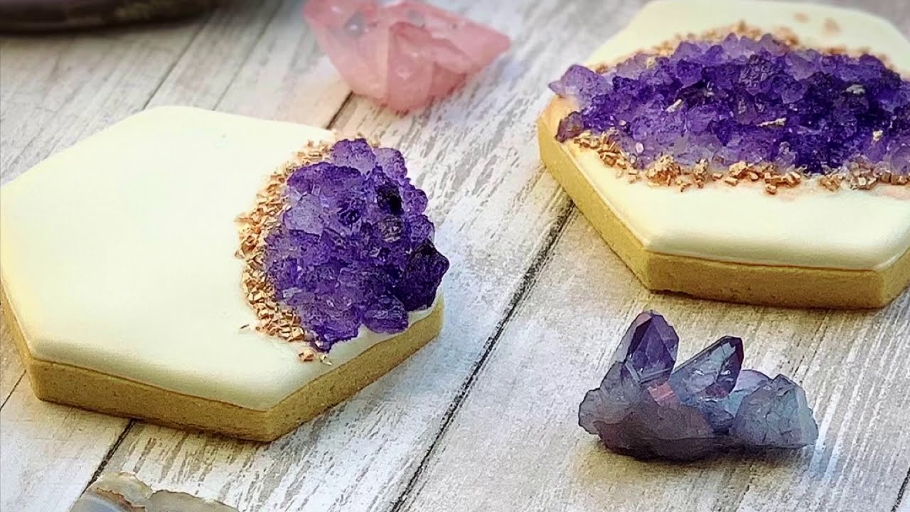 Amethyst Geode Icing Cookies