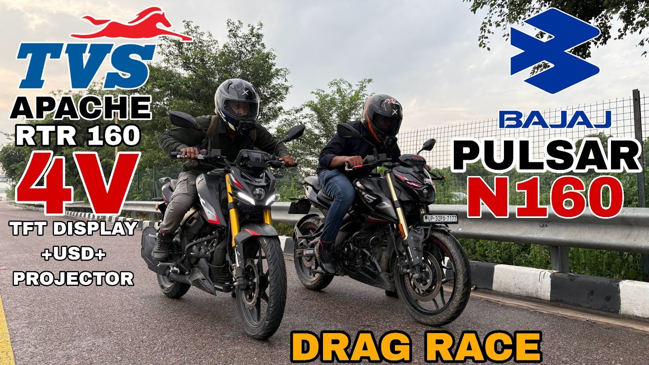 NEW TFT DISPLAY TVS APACHE RTR 160 4V VS BAJAJ PULSAR N160 || DRAG RACE || SHUBHAM YADUVANSHI