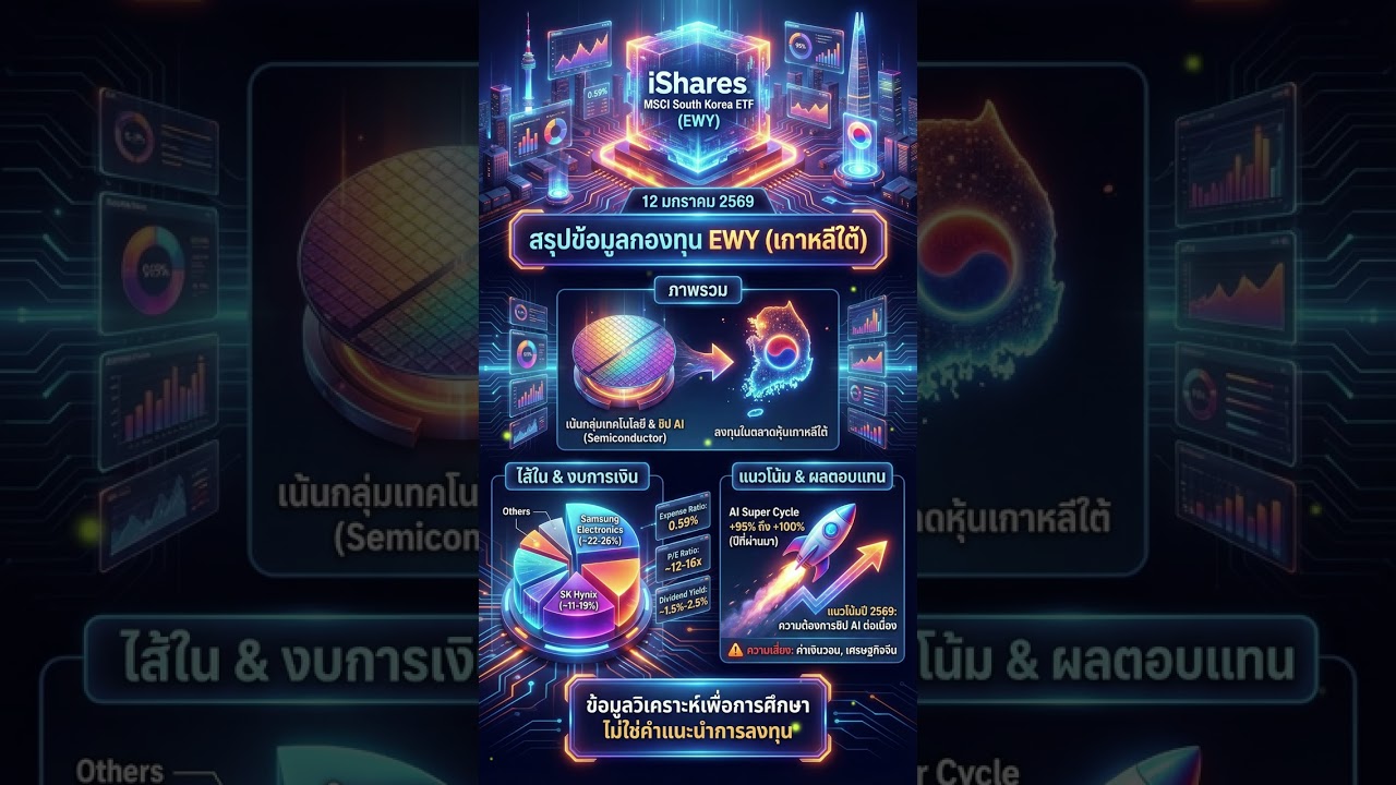 กองทุน iShares MSCI South Korea ETF (EWY) ยักษ์ใหญ่ด้านอิเล็กทรอนิกส์ และชิปความจำ 12 มกราคม 2569