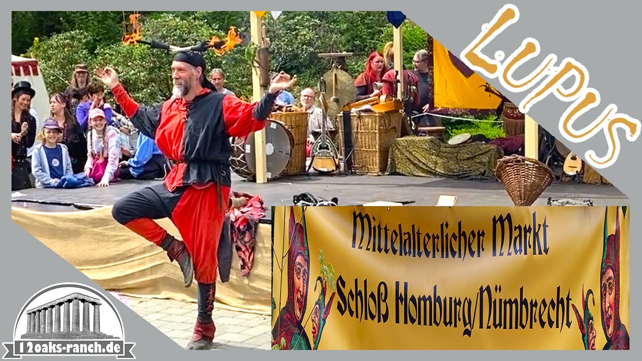 Gaukler Lupus: Witz, Jonglage, Feuershow | Mittelaltermarkt Schloß Homburg Nümbrecht | Spaß Lachen