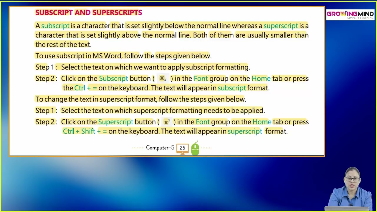 Ch 3 | Advanced Features of MS Word-II | Let's Log On | Class 05 | Growing Mind | For children