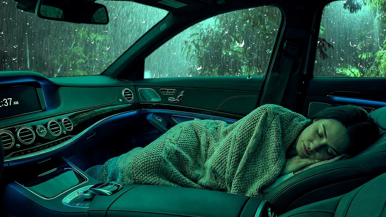 Stop Overthinking Tonight with Heavy Rain & Thunder on Cozy Car Ambience at Night