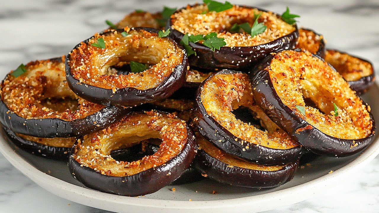 Die Aubergine, die alle verrückt macht! Das beste Auberginenrezept! Knusprige Auberginenringe!