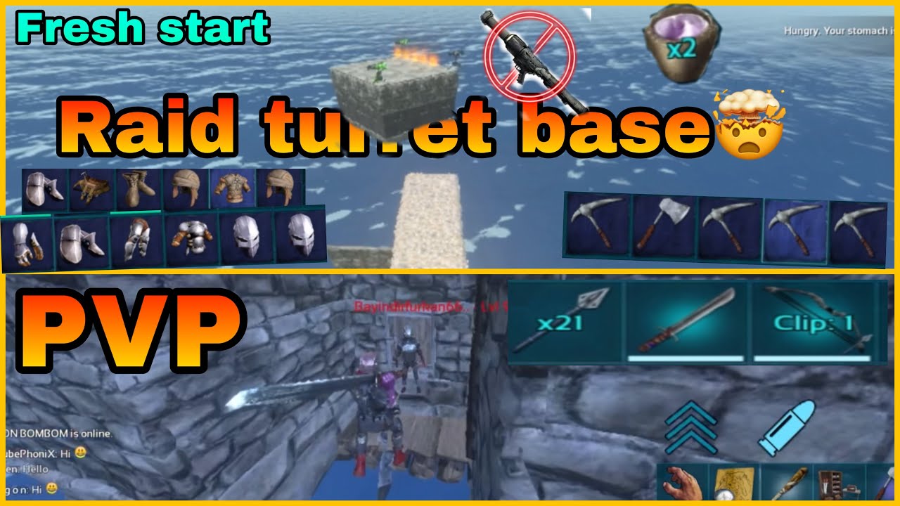 ( ARK MOBILE ) FRESH START🔥 Raid turret base 🤯without rocket😋OP LOOT