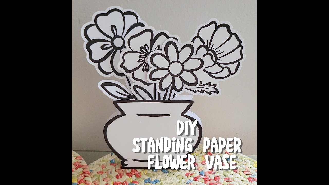 DIY 3D Paper Flower Vase | Printable Standing Bouquet Craft Tutorial 🌸