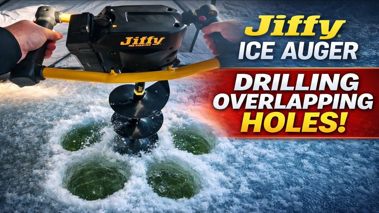 Ледобур Jiffy Model 60 с перекрывающимися отверстиями для ловли крупной рыбы