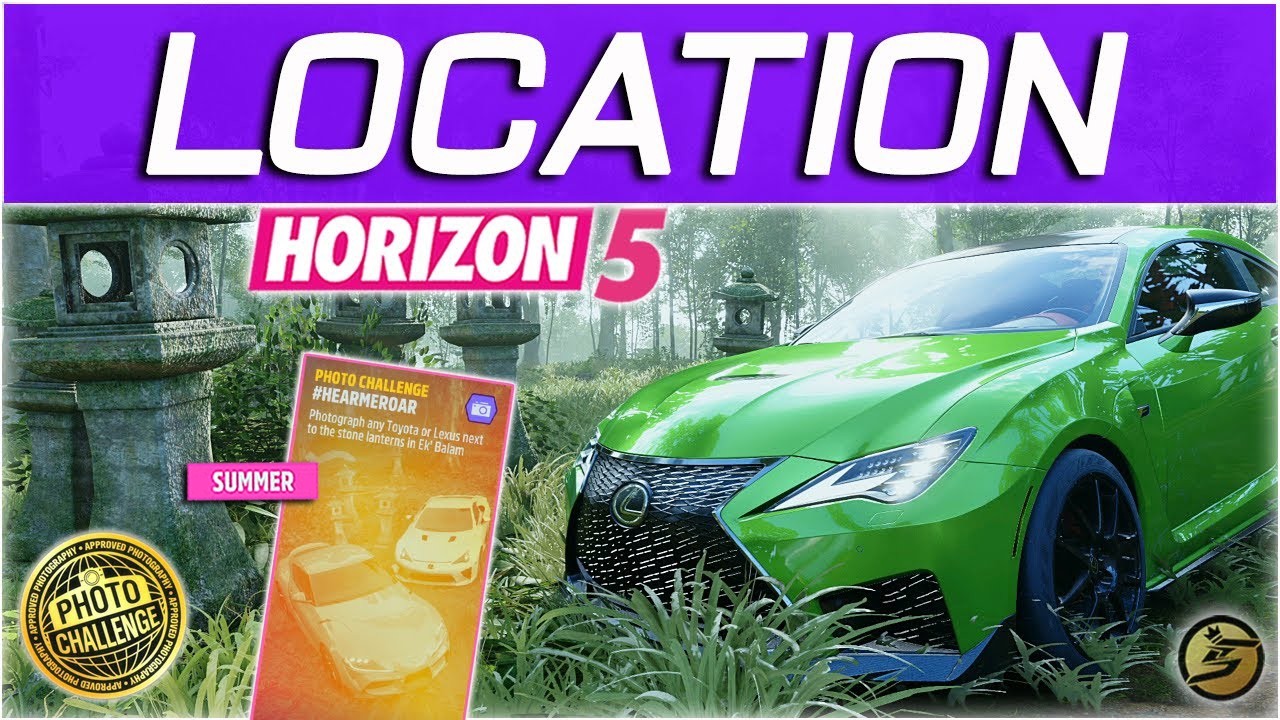 Forza Horizon 5 PHOTO CHALLENGE HEAR ME ROAR Stone Lanterns in Ek Balam FH5 Location (Summer)