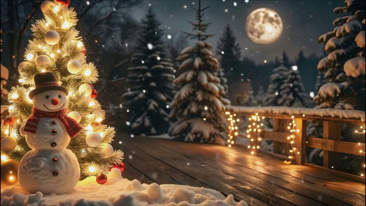 Magical Christmas Night | Noite de Natal com Neve, &Aacute;rvore e Boneco de Neve Fofo