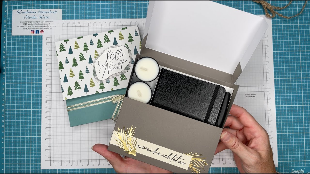 Weihnachtliche Taschenbox - Für vier Teelichter und ein Geschenk
