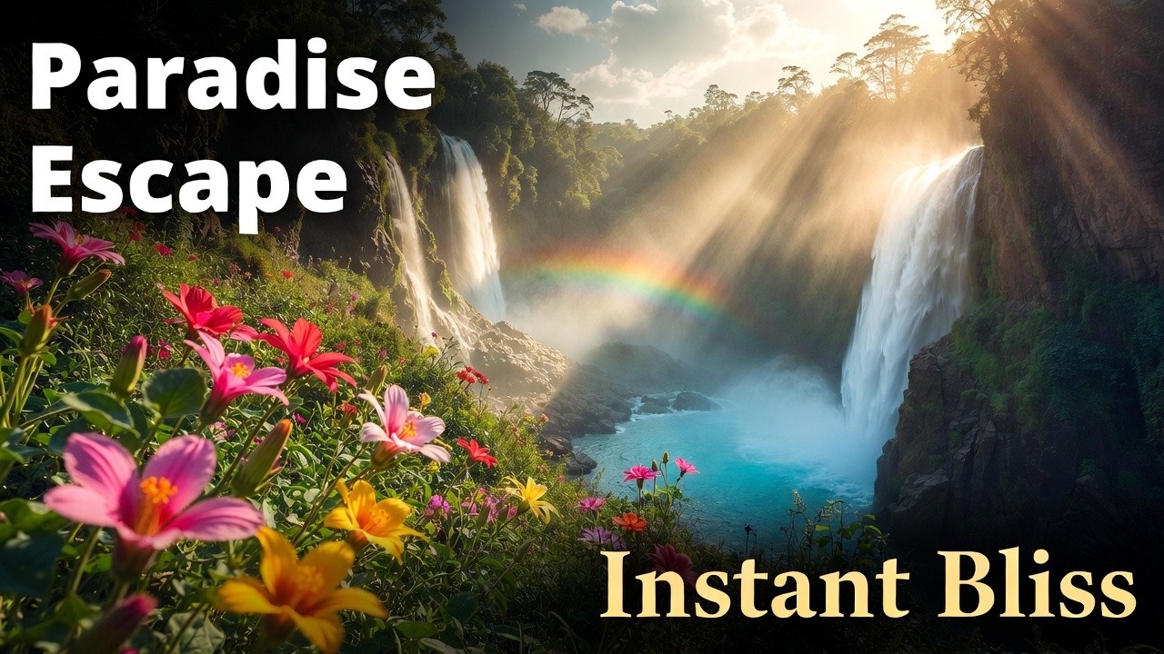 Instant Paradise Escape: Sunny Forest Waterfall & Blooming Gardens 4K | Classical Bliss