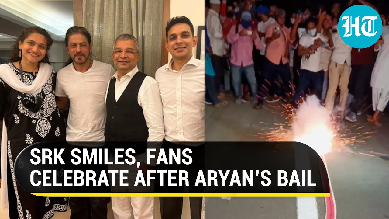 Watch: Shah Rukh Khan poses with legal team; fans burst crackers outside Mannat after Aryan’s bail