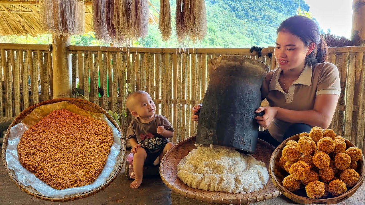 Process of Making Rice Cakes from Molasses to Sell in the Market | Trieu Thi Thuy.