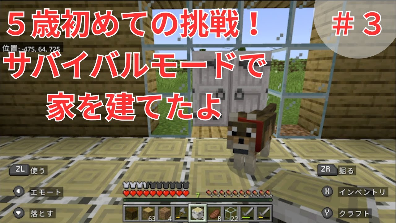 【マイクラ】５歳のサバイバル！家作りに挑戦🏠️