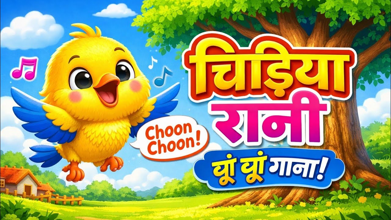 चिड़िया रानी 🐦 | Cute Hindi Nursery Rhyme for Kids | Choon Choon Bird Song | Kids Poem with Actions