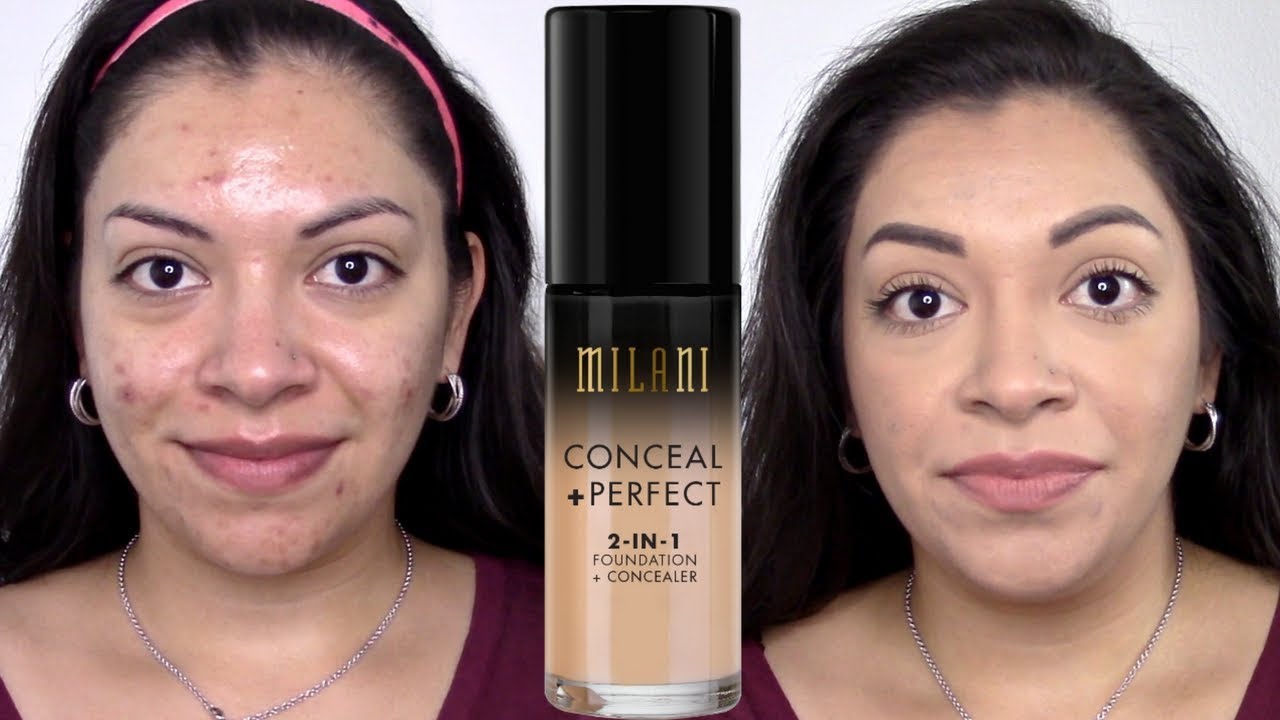 Review + Demo | Milani Conceal Perfect Foundation | Oily Acne Prone Skin