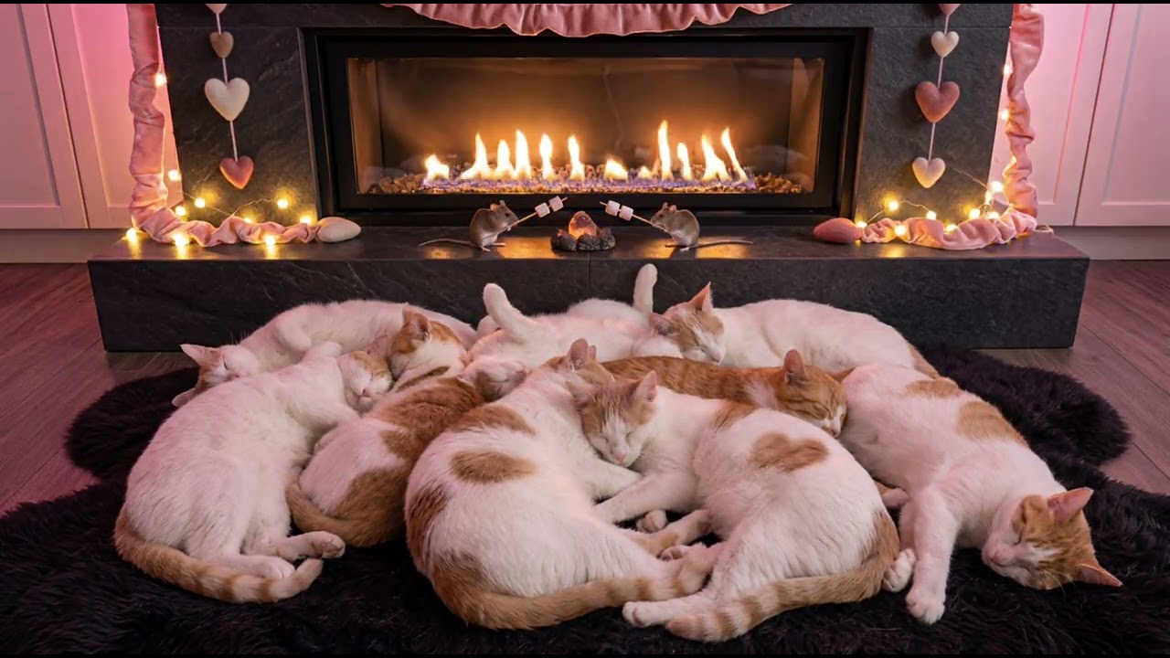 Everything Will Be Okay ❤️ Sleeping Cats by the Fireplace| Study, Relax, Work, Focus, Sleep