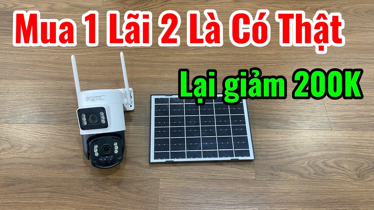 Camera Yoosee 2 Mắt – 2 Màn Hình | Không Cần Điện | 1 Ngày Nắng Dùng 7 Ngày Mưa | Tặng SIM Viettel