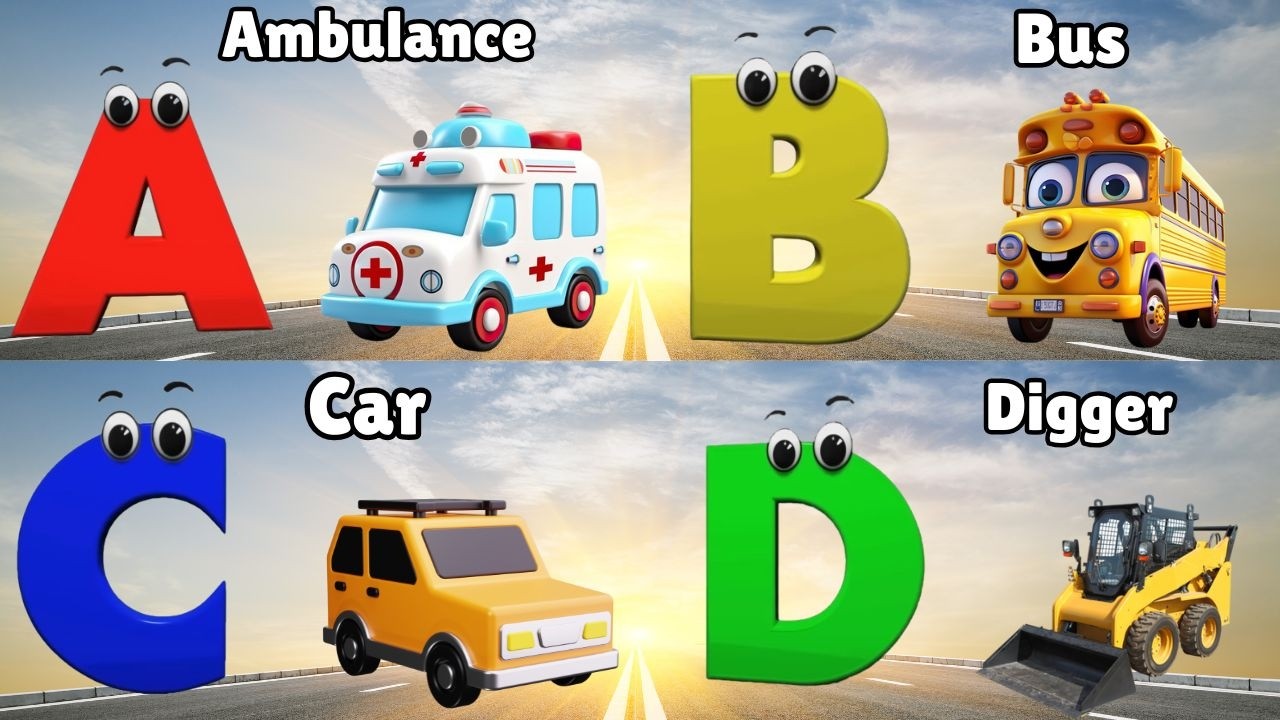 ABC Song Phonics, Transportation Song, ABC Song, Alphabet Educational Song A to Z for kids