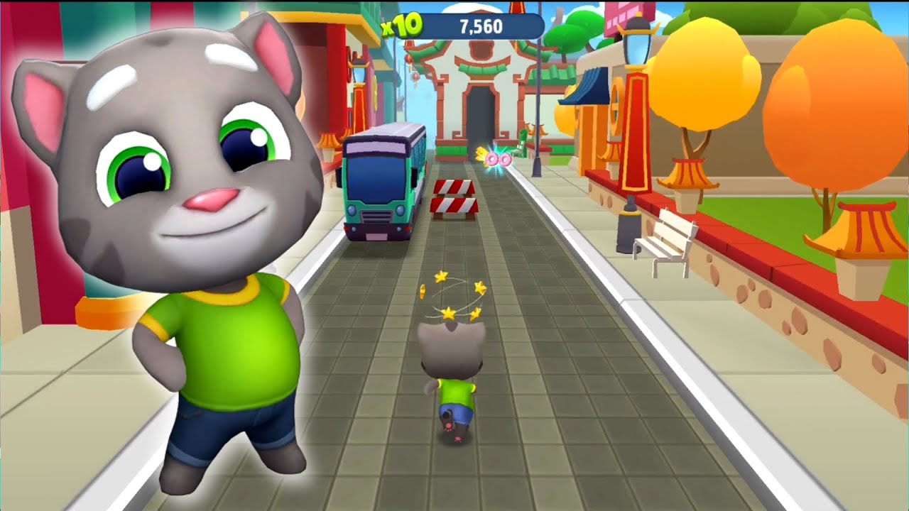 Talking Tom Gold Run - Tom Fighting Raccoon Boss in China - Full Screen - iPad Games