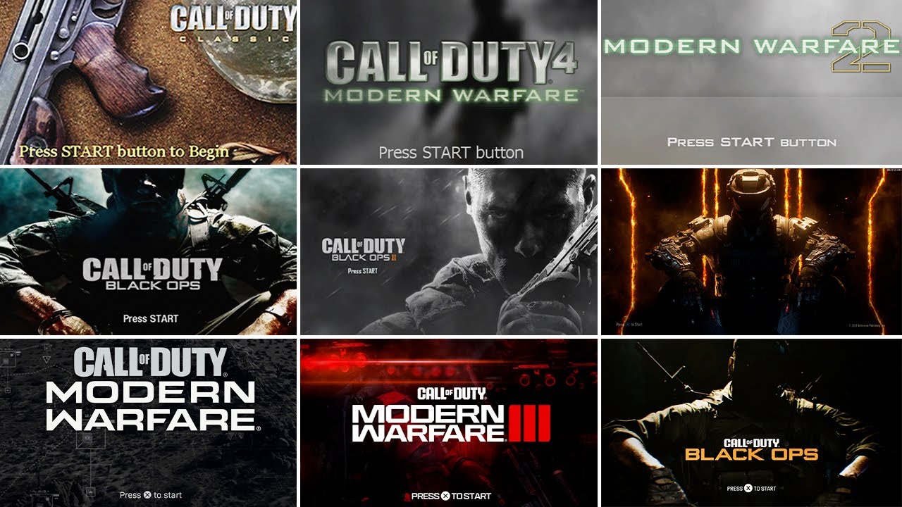 Нажмите кнопку «Пуск» Меню Эволюция в играх Call of Duty