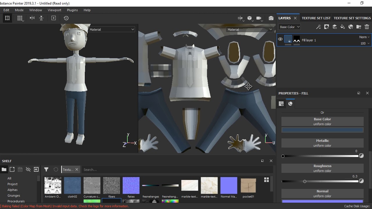 تجهيز خامة شخصية كرتونية باستخدام برنامج Substance Painter. فيديو 01