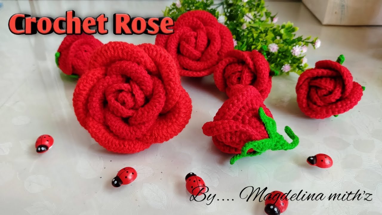 Crochet Rose Simple @ Rose letak atas sarung tisu