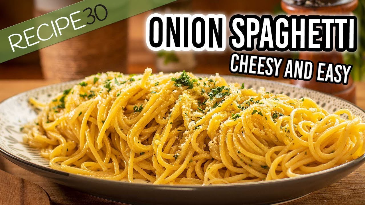 Onion Cheesy spaghetti with Lemon and Parsley