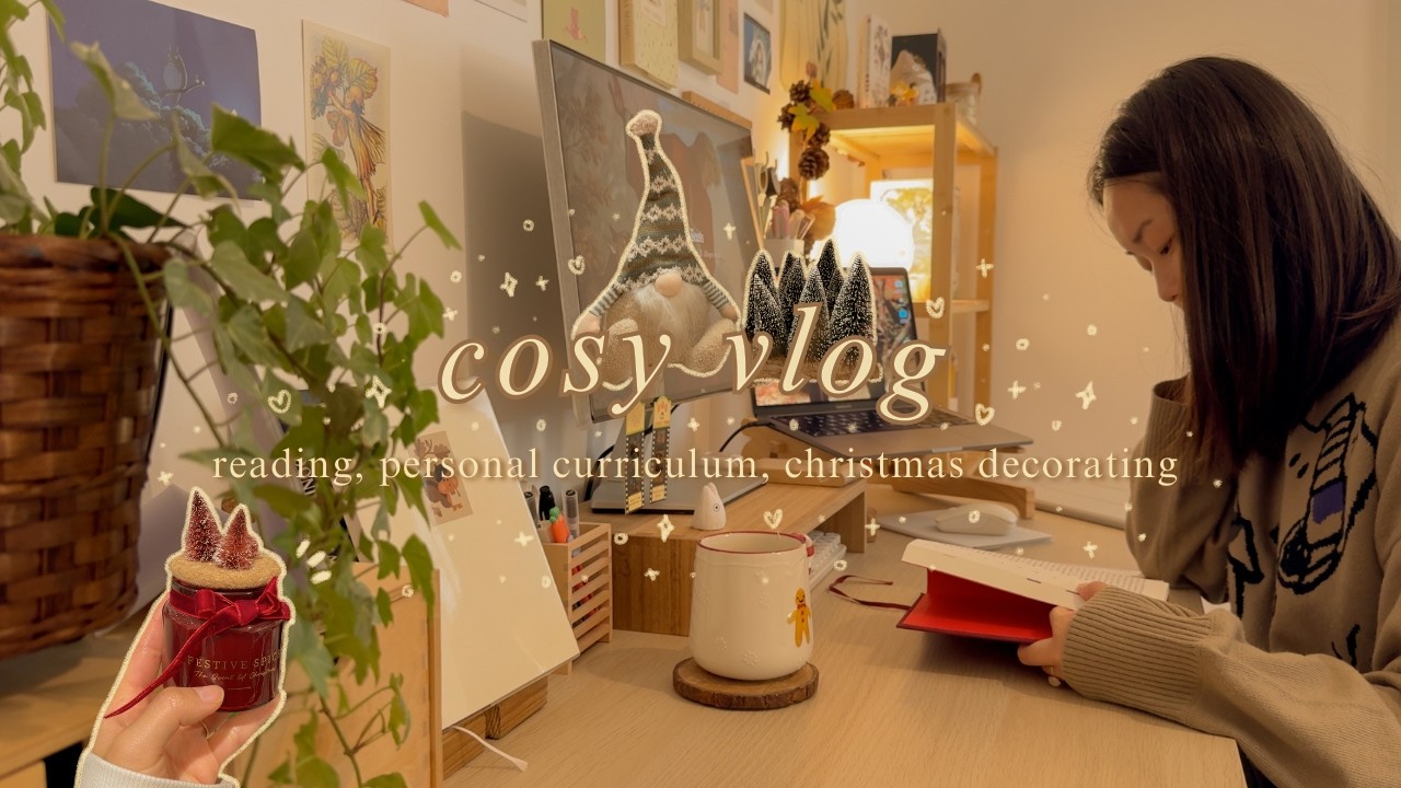 cosy vlog 🍪🧺  my end of year tbr, personal curriculum progess & christmas decorating