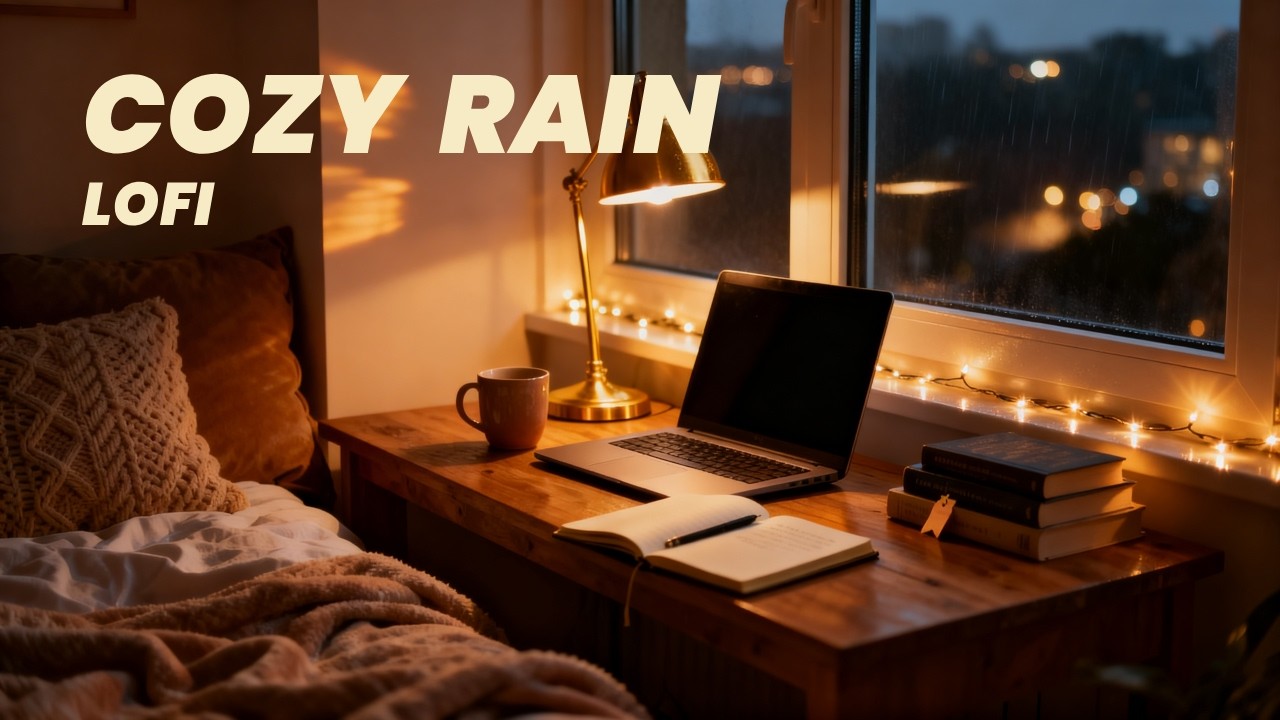 Studying on a Rainy Evening | Cozy Room Atmosphere for Relaxation