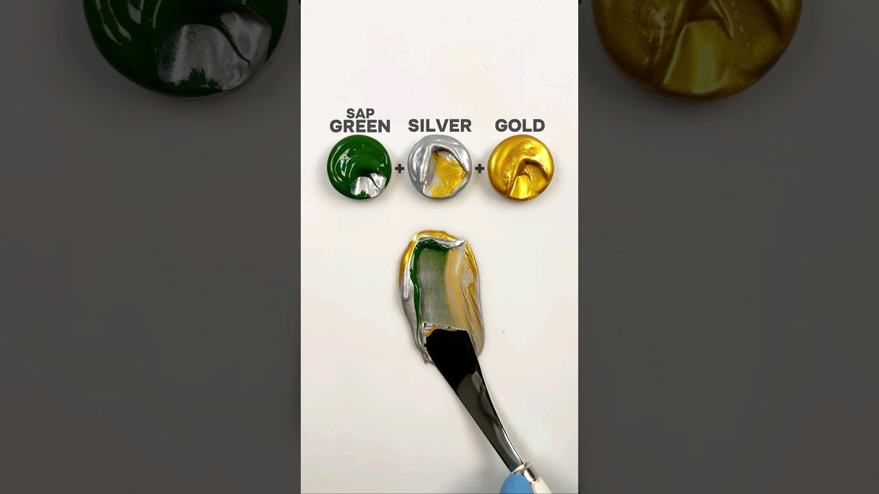 Gold Silver & Green Color Mixing!🔥....#colors #paintmixing #colormixing #art #artvideo #silver #gold