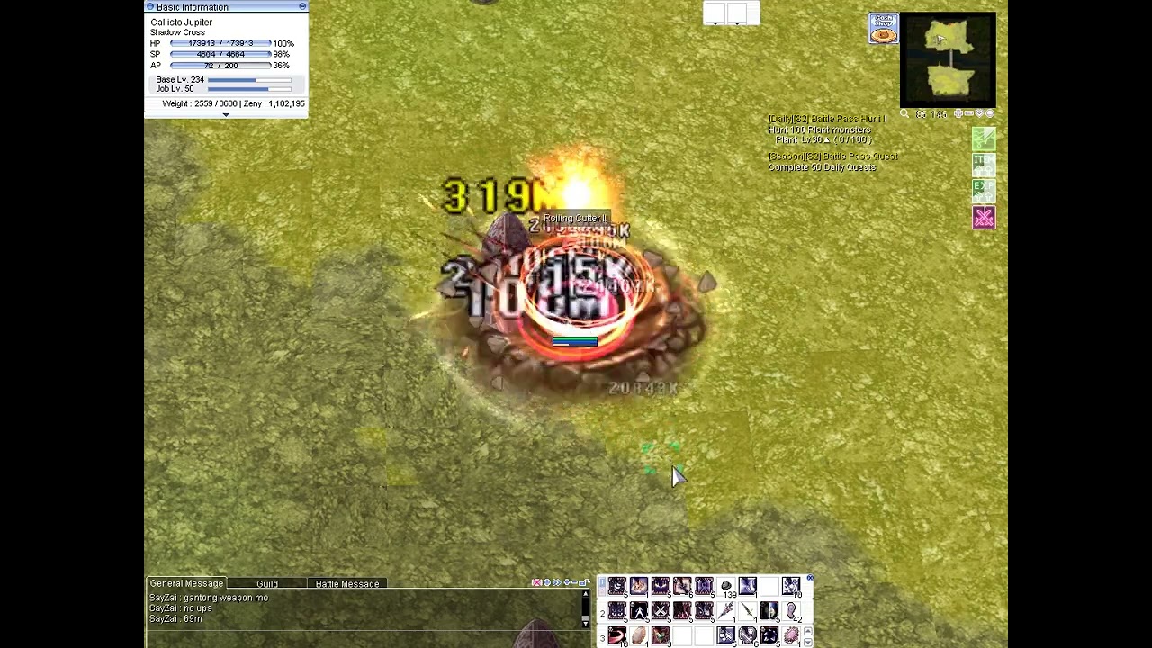 Ragnarok Online - Damage testing Impact Crater (with EDP and Dark Claw)