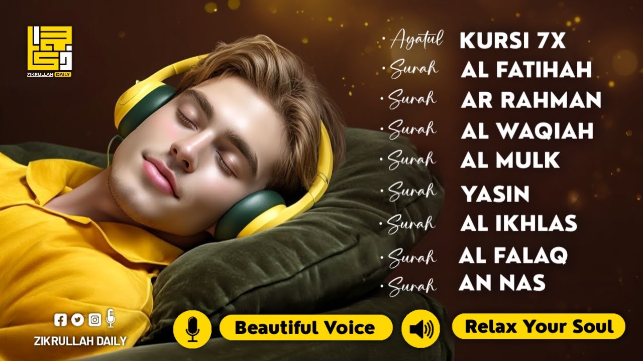 Ruqyah For Sleeping Problems ✦ Alfatiha, Ayatul Kursi, Yasin, Arrahman, AlWaqiah By Alaa Aqel