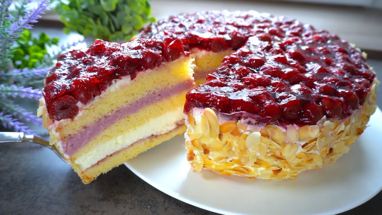 Вишневый пирог! Такой кремовый и невероятно вкусный! Самый лучший торт 🥰